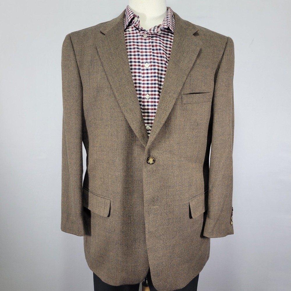 Oak Creek Men's Sport Coat Blazer Two Button Barley Corn Brown Lambs Wool‎ 44R